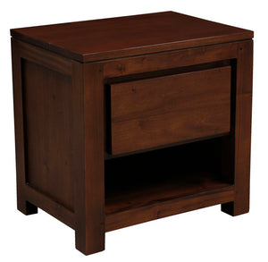 Amsterdam Solid Mahogany Timber 1 Drawer Bedside Table | Mahogany