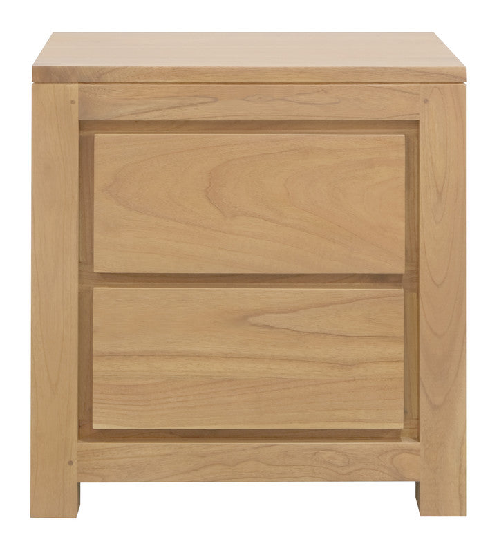 Amsterdam Solid White Cedar 2 Drawer Bedside Table | Natural