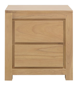 Amsterdam Solid White Cedar 2 Drawer Bedside Table | Natural