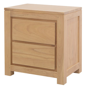 Amsterdam Solid White Cedar 2 Drawer Bedside Table | Natural