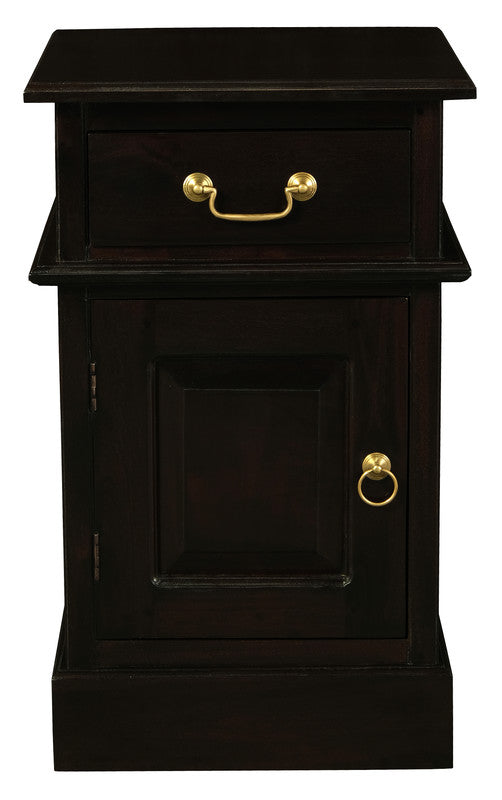Tasmania 1 Solid Door 1 Drawer Bedside | Chocolate