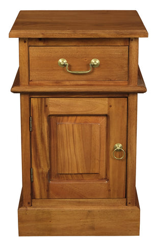 Tasmania 1 Solid Door 1 Drawer Bedside | Light Pecan