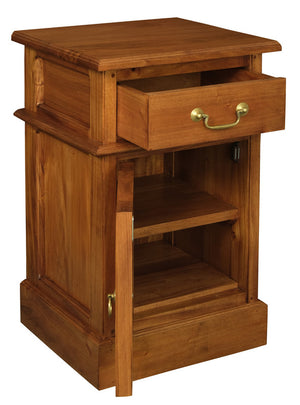 Tasmania 1 Solid Door 1 Drawer Bedside | Light Pecan