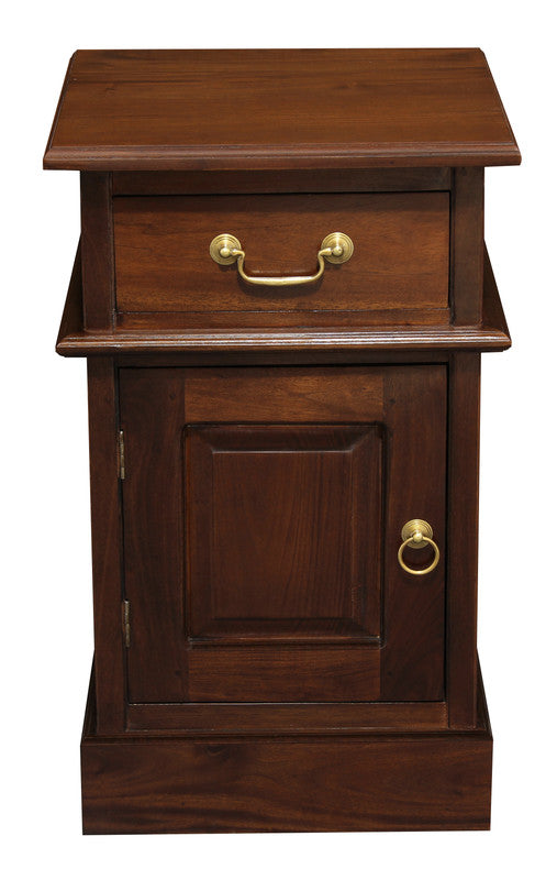 Tasmania 1 Solid Door 1 Drawer Bedside | Mahogany
