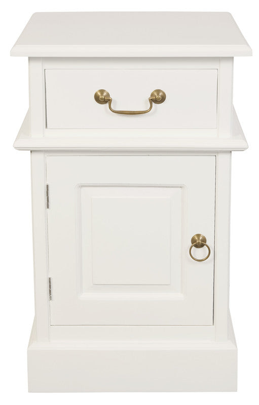 Tasmania 1 Solid Door 1 Drawer Bedside | White