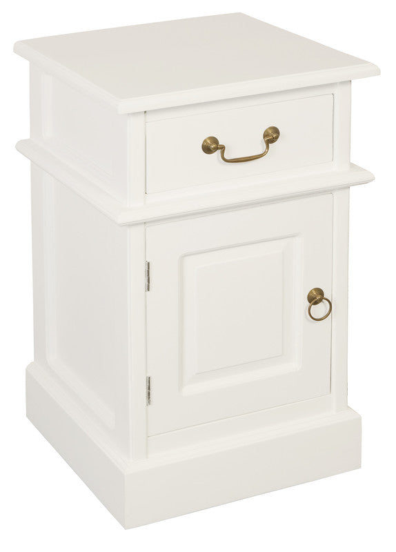 Tasmania 1 Solid Door 1 Drawer Bedside | White