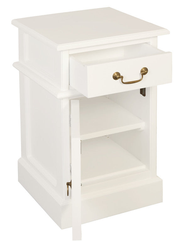 Tasmania 1 Solid Door 1 Drawer Bedside | White