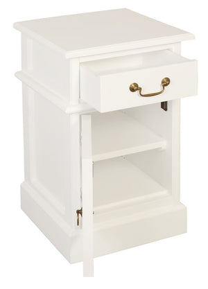 Tasmania 1 Solid Door 1 Drawer Bedside | White