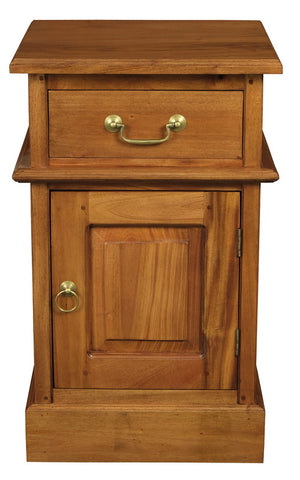 Tasmania 1 Solid Door 1 Drawer Bedside | Light Pecan