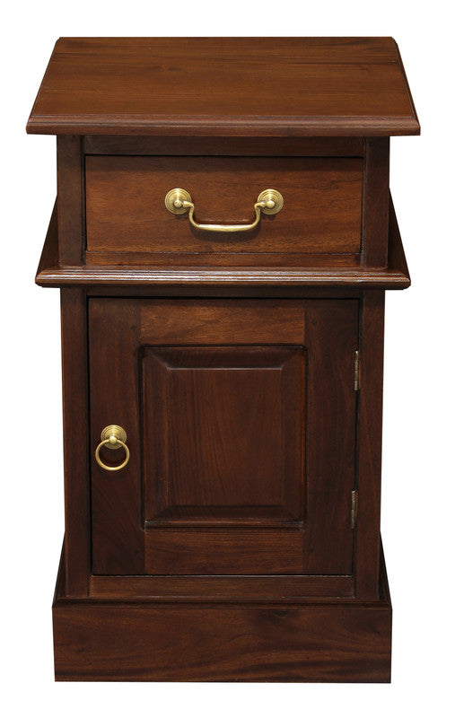 Tasmania 1 Solid Door 1 Drawer Bedside | Mahogany