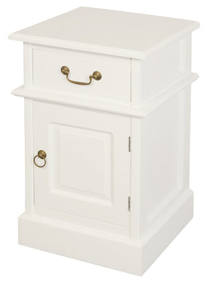 Tasmania 1 Solid Door 1 Drawer Bedside | White