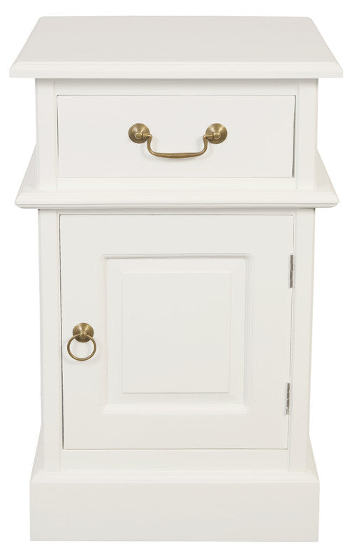 Tasmania 1 Solid Door 1 Drawer Bedside | White