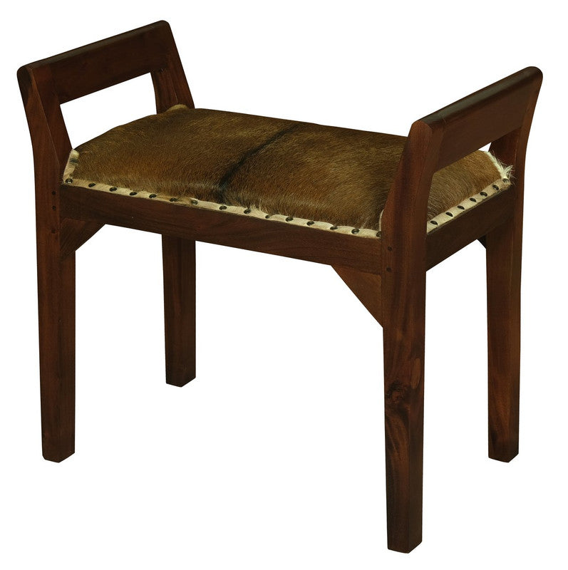 Wilson Genuine Goat Hide Single Seater Stool/Bench | Mahogany