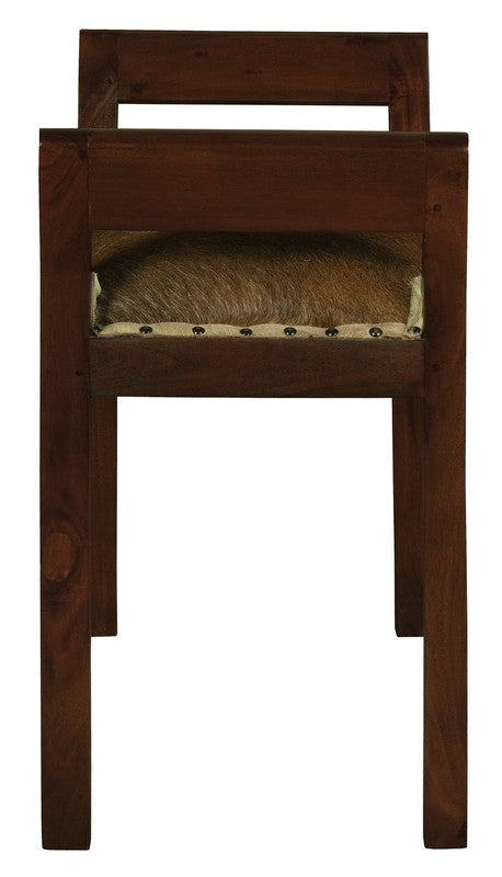 Wilson Genuine Goat Hide Single Seater Stool/Bench | Mahogany