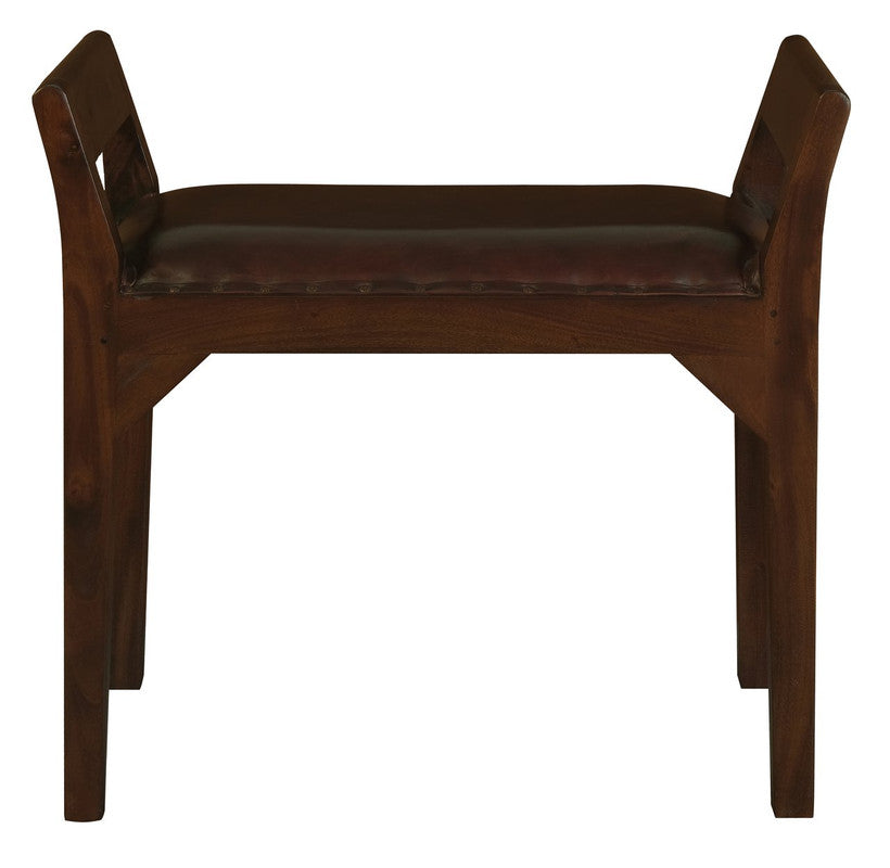 Wilson Genuine Leather Single Seater Stool/Bench | Mahogany