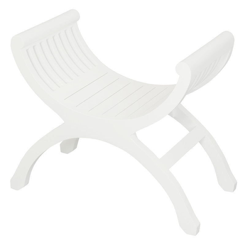 Maeve Solid Mahogany Single Seater Stool | White