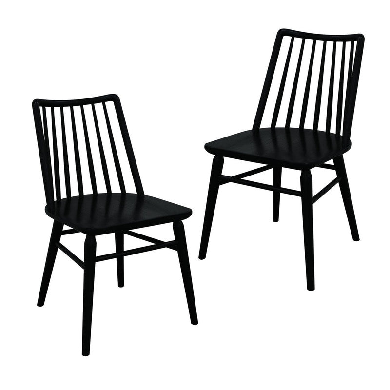 Riviera Solid Oak Dining Chair | Set of 2 | Black