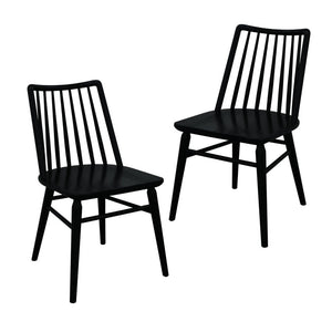 Riviera Solid Oak Dining Chair | Set of 2 | Black