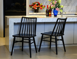 Riviera Solid Oak Dining Chair | Set of 2 | Black