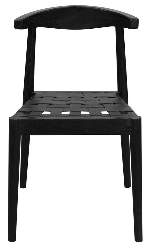 Elliot Leather Dining Chair | Black Finish | Modern Upholstered Wooden Dining Seat