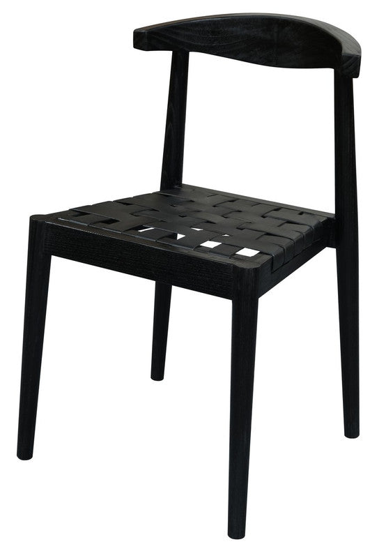 Elliot Leather Dining Chair | Black Finish | Modern Upholstered Wooden Dining Seat