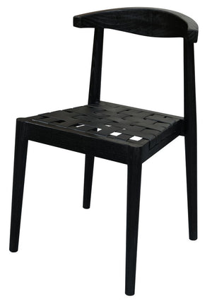 Elliot Leather Dining Chair | Black Finish | Modern Upholstered Wooden Dining Seat