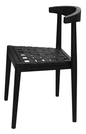 Elliot Leather Dining Chair | Black Finish | Modern Upholstered Wooden Dining Seat