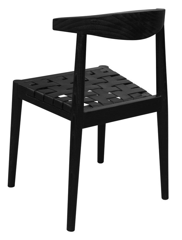 Elliot Leather Dining Chair | Black Finish | Modern Upholstered Wooden Dining Seat