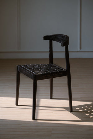 Elliot Leather Dining Chair | Black Finish | Modern Upholstered Wooden Dining Seat