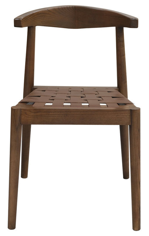 Elliot Leather Dining Chair | Walnut Finish | Modern Upholstered Wooden Dining Seat