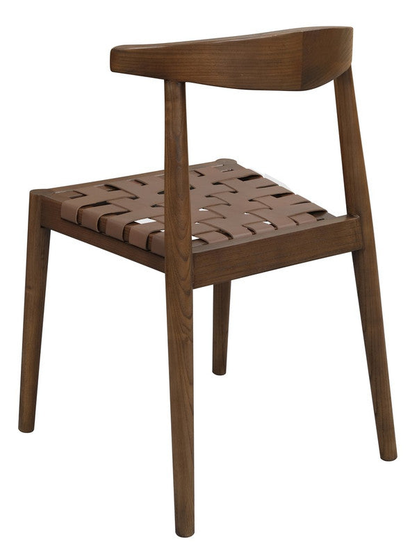 Elliot Leather Dining Chair | Walnut Finish | Modern Upholstered Wooden Dining Seat