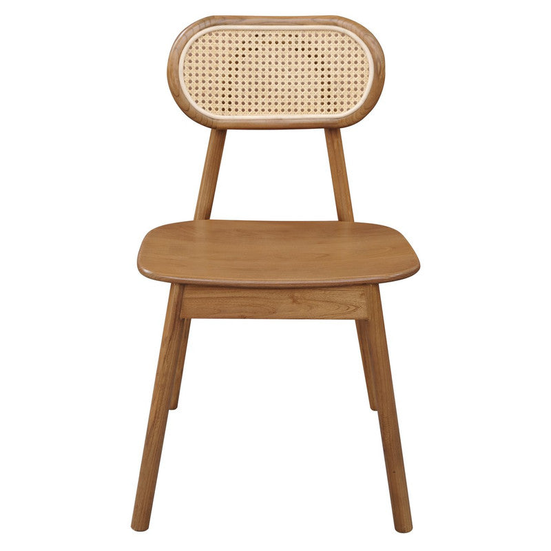 Kelly Rattan Dining Chair | Almond Finish | Natural Woven Seat | Stylish Kitchen Seating