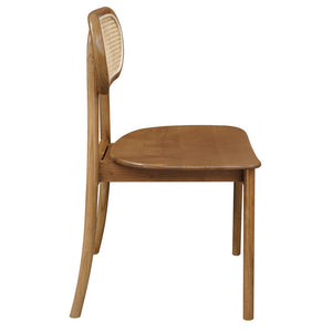 Kelly Rattan Dining Chair | Almond Finish | Natural Woven Seat | Stylish Kitchen Seating