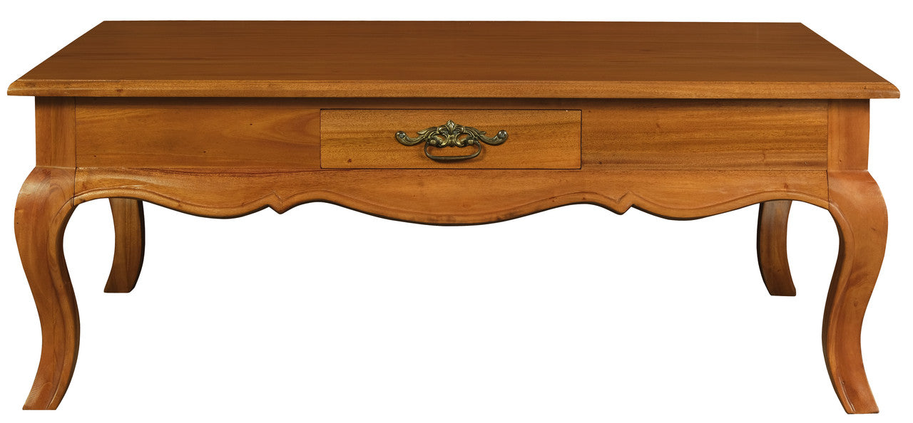 French Provincial 2-Drawer Coffee Table | Light Pecan Finish