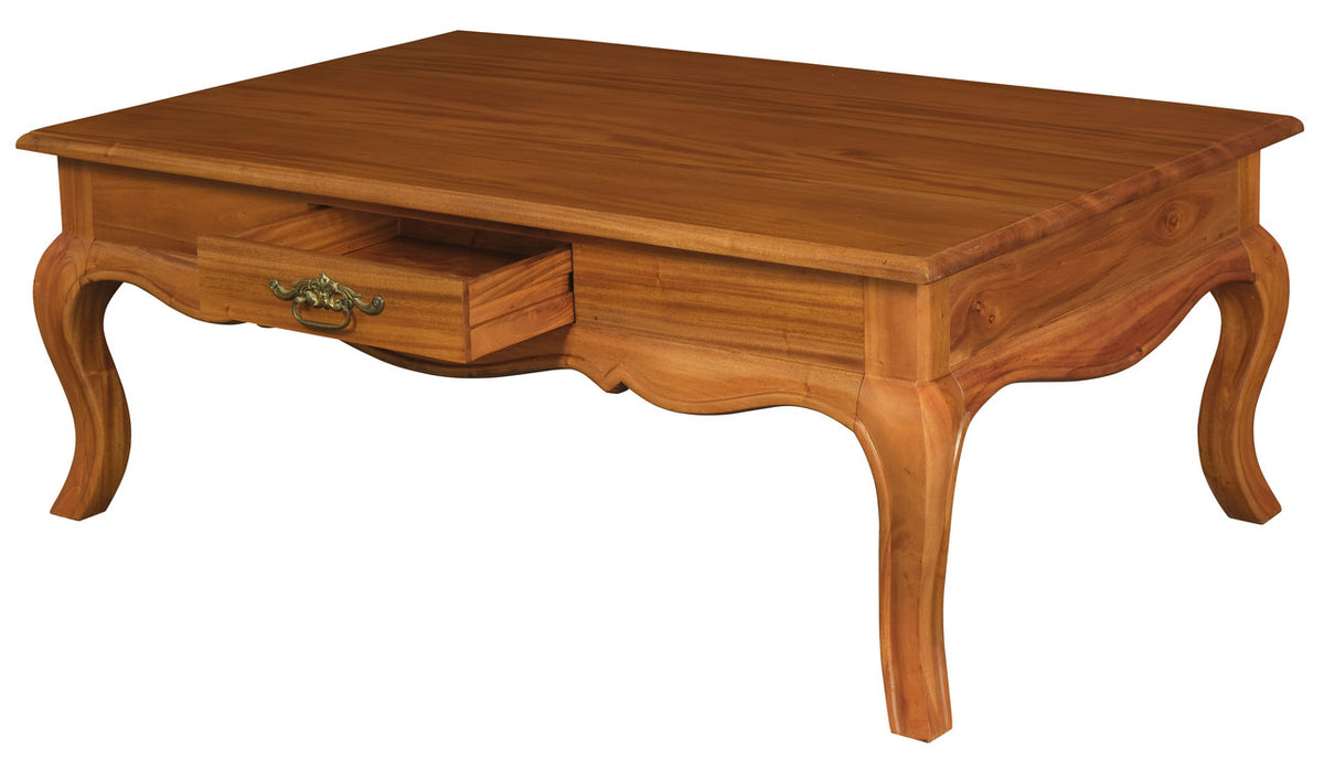French Provincial 2-Drawer Coffee Table | Light Pecan Finish