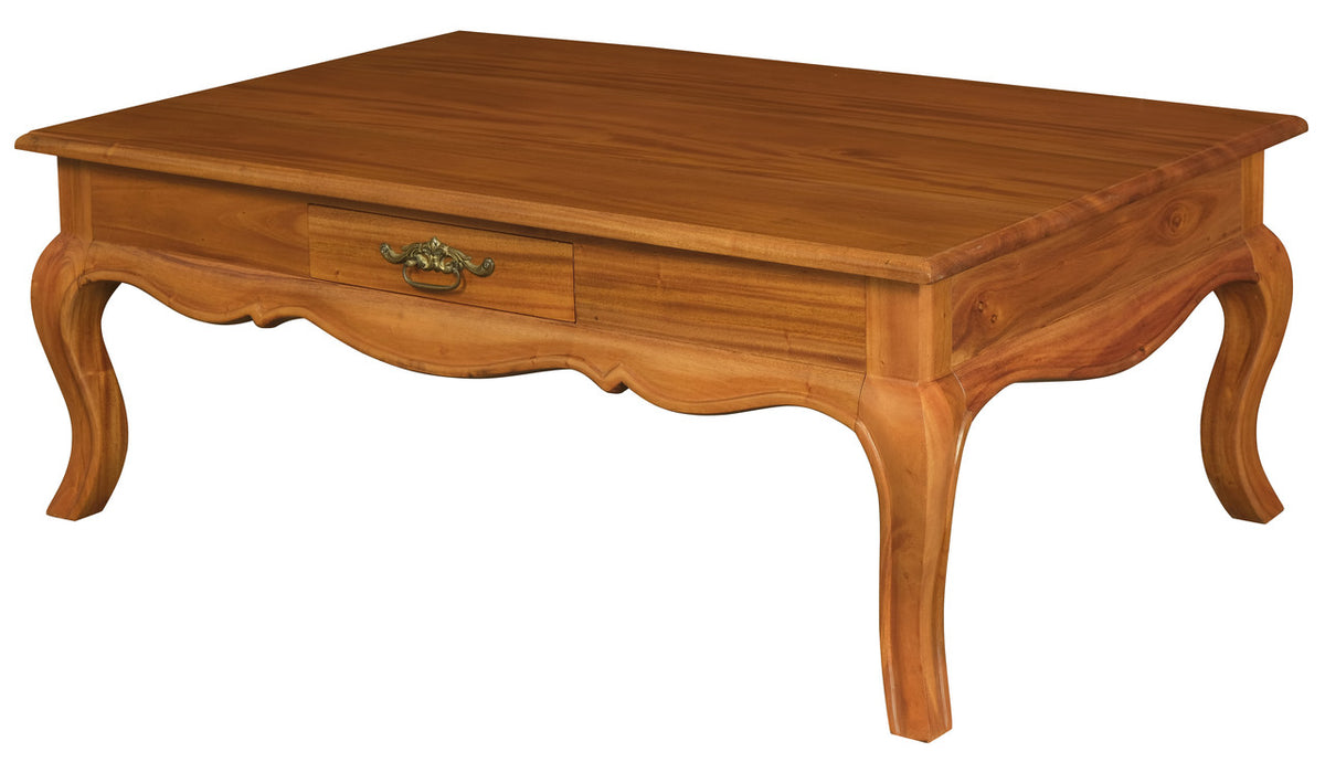French Provincial 2-Drawer Coffee Table | Light Pecan Finish