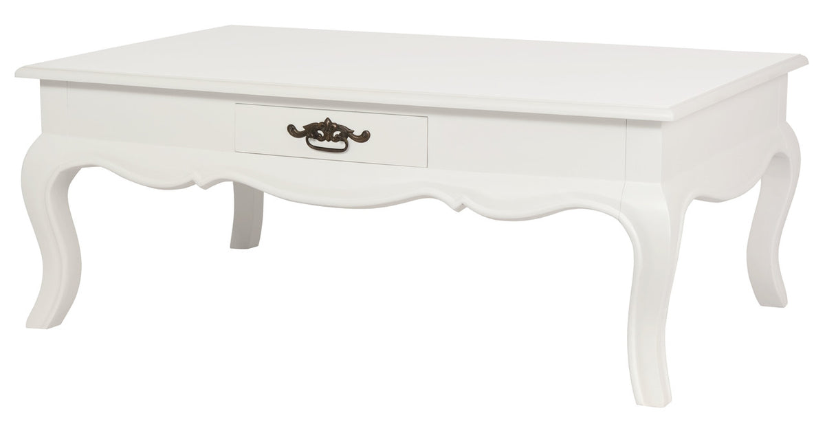French Provincial 2-Drawer Coffee Table | White Finish