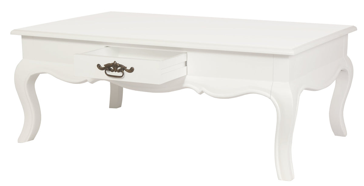 French Provincial 2-Drawer Coffee Table | White Finish