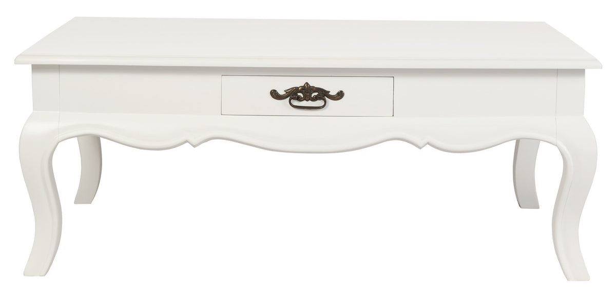 French Provincial 2-Drawer Coffee Table | White Finish
