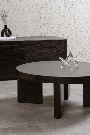 Apollo Round Solid Mindi Timber Coffee Table | Black Finish