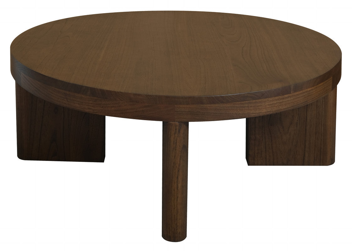 Apollo Round Solid Mindi Timber Coffe Table (walnut) - The Hippie House