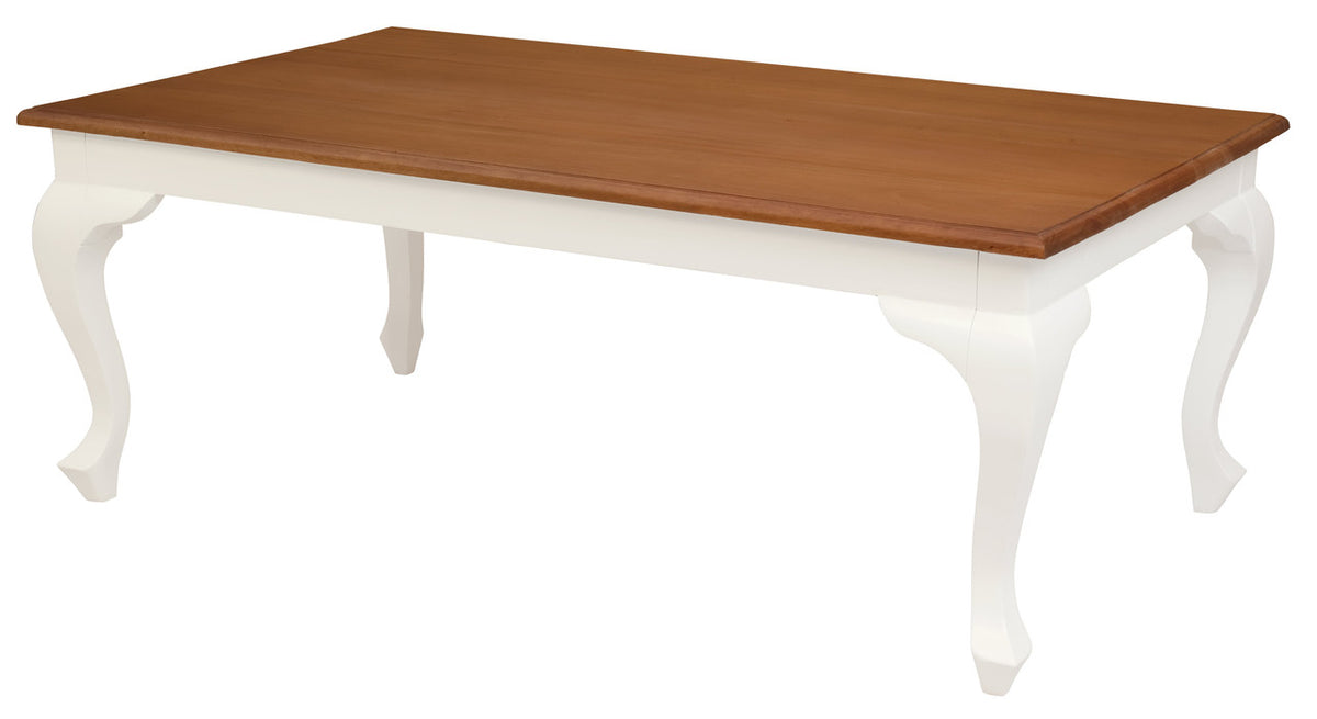 Queen Anne Coffee Table | 120x70 cm | White Caramel Finish