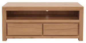 Amsterdam 2 Drawer Solid White Cedar Wood Entertainment Unit | Natural