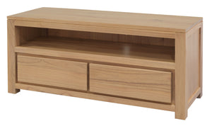 Amsterdam 2 Drawer Solid White Cedar Wood Entertainment Unit | Natural