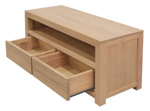 Amsterdam 2 Drawer Solid White Cedar Wood Entertainment Unit | Natural