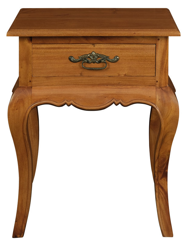 French Provincial 1 Drawer Lamp Table | Light Pecan