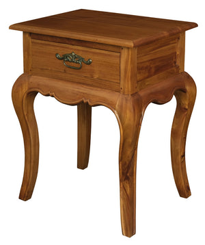 French Provincial 1 Drawer Lamp Table | Light Pecan