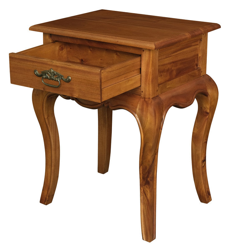 French Provincial 1 Drawer Lamp Table | Light Pecan