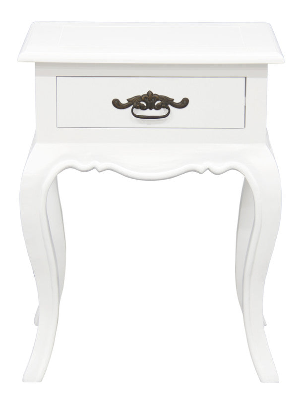 French Provincial 1 Drawer Lamp Table | White