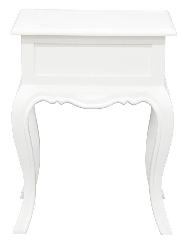 French Provincial 1 Drawer Lamp Table | White